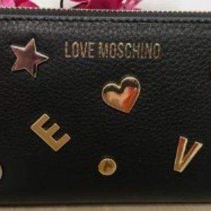Black Leather Wallet with L O V E symbols